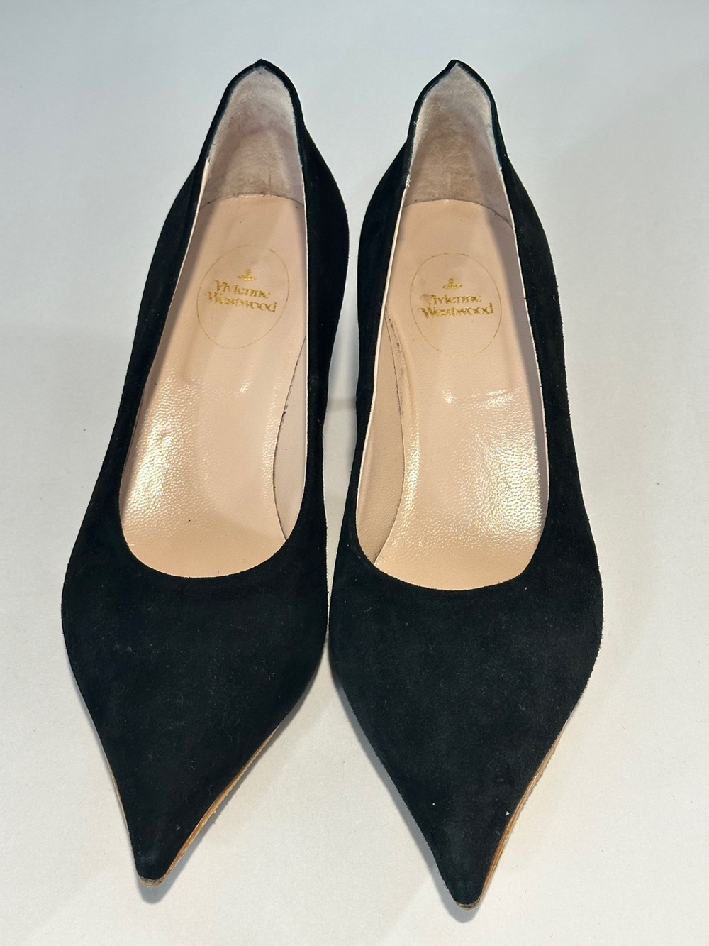 Vivienne Westwood Rare Archival Black Suede Kitten Heel Court Shoes